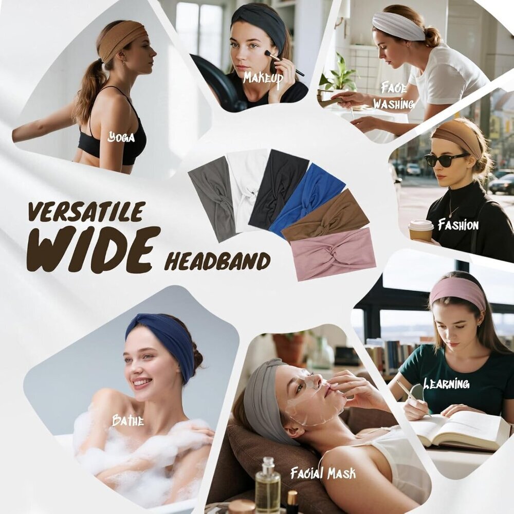 Women Headbands Soft Stretchy Wide Hair Bands for Sports Yoga Workout - Picture 4 of 6